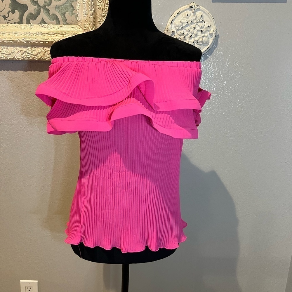 Lulumari hot pink ruffle off the shoulder top